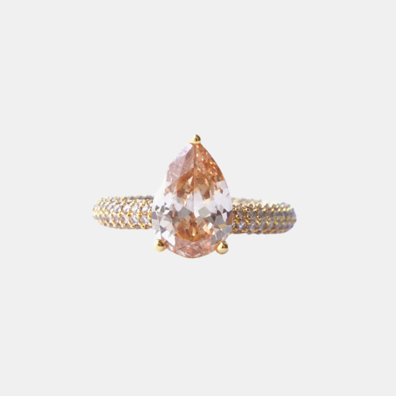 MEGA DROP RING IN BEIGE GOLD