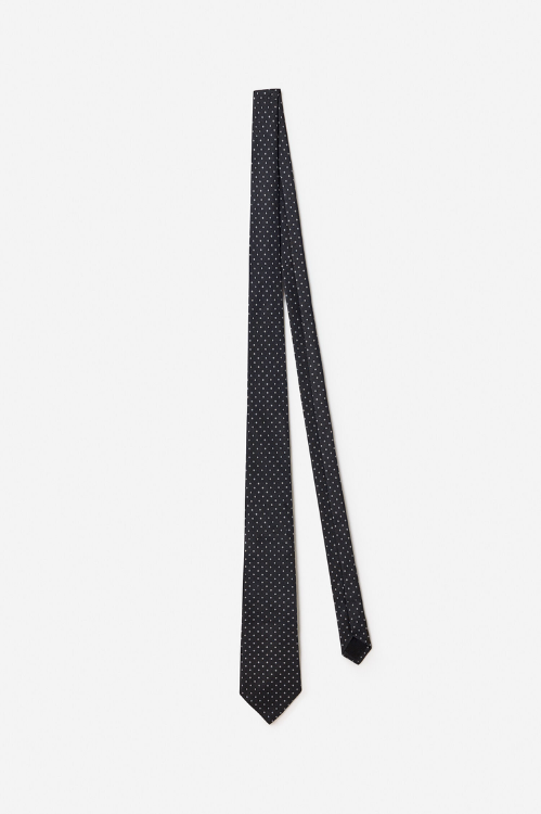 SILK TIE IN BLACK MICRODOT