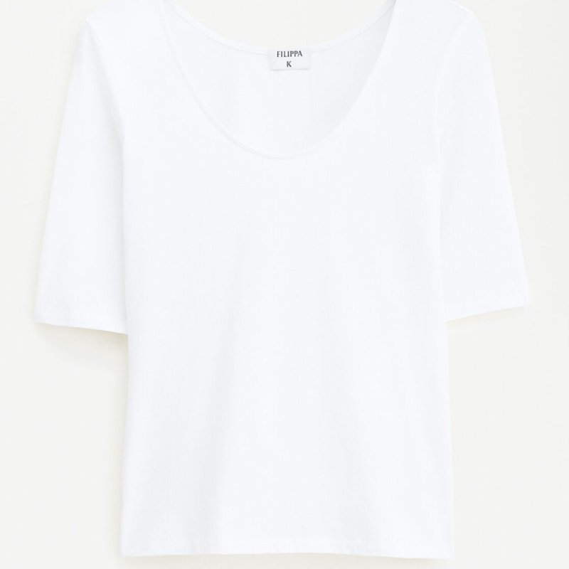 FILIPPA K COTTON STRETCH SCOOP NECK TOP WHITE