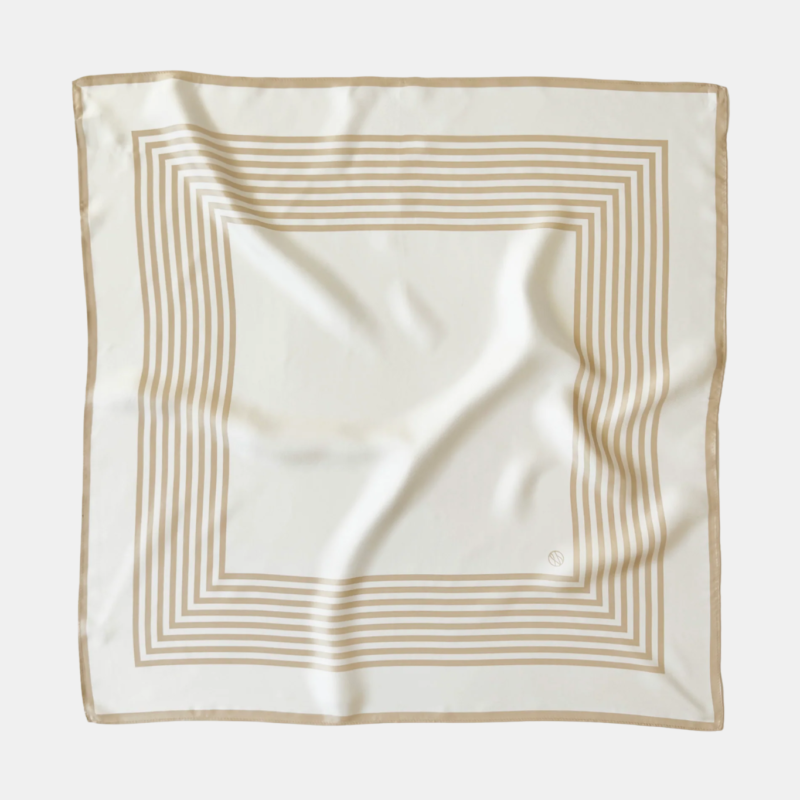 LESCARF STRIPED SCARF WHITE & SAND 65 CM