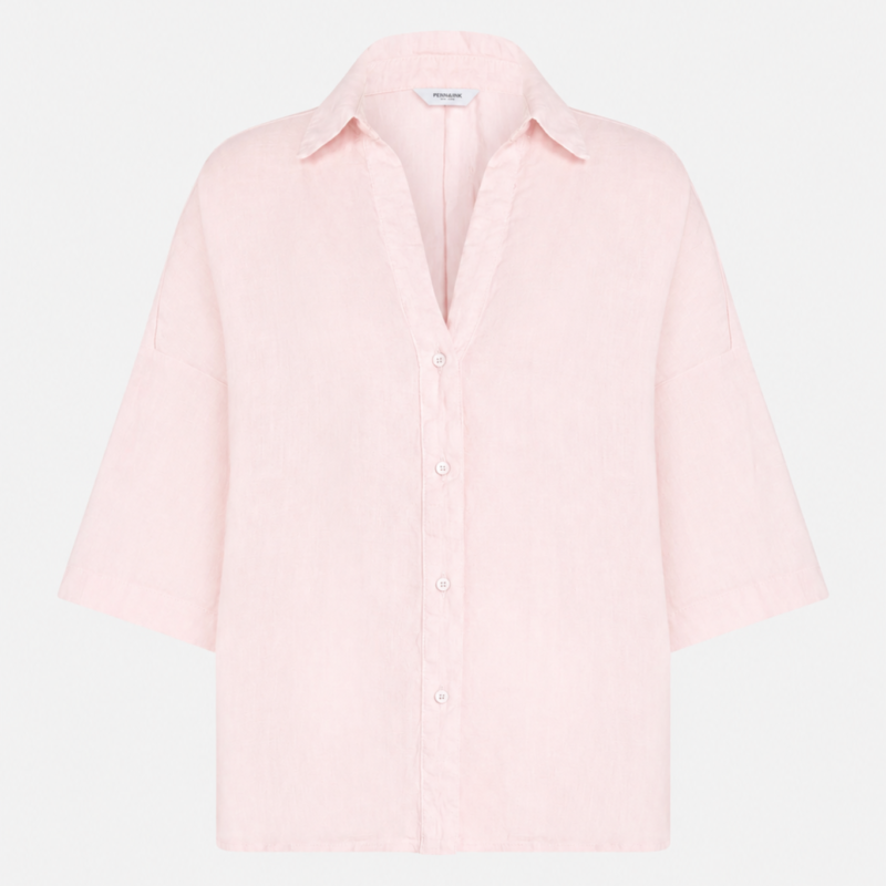 PENN & INK WIDE LINEN SHIRT LIGHT PINK