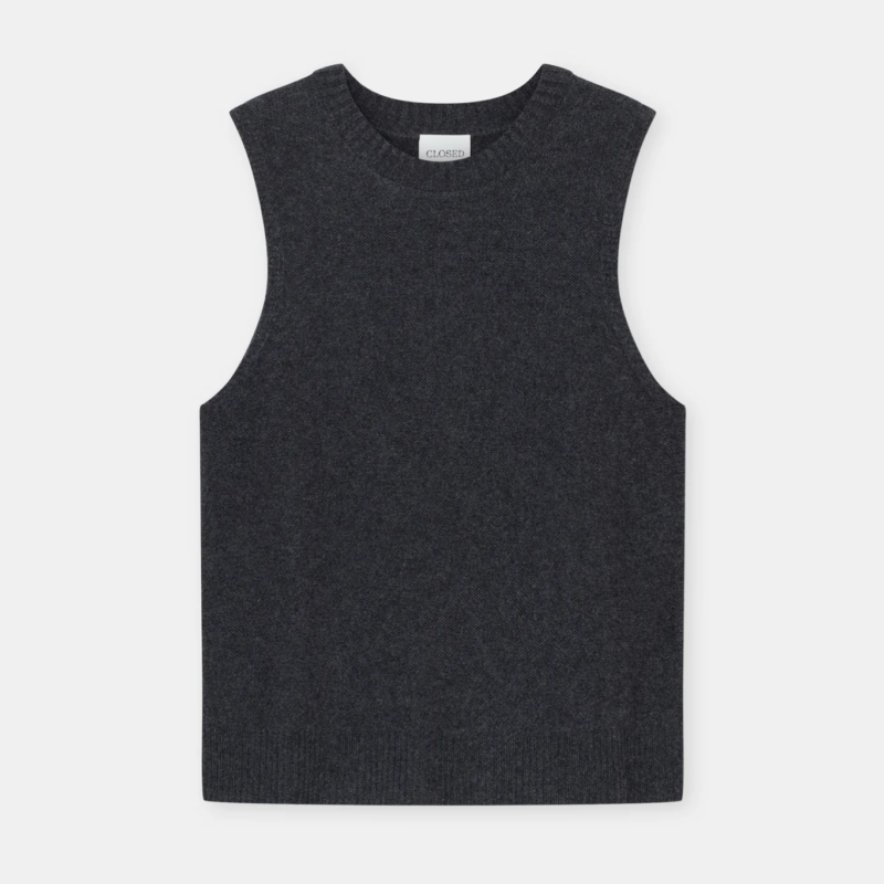CLOSED CREW NECK VEST BLACK MELANGE