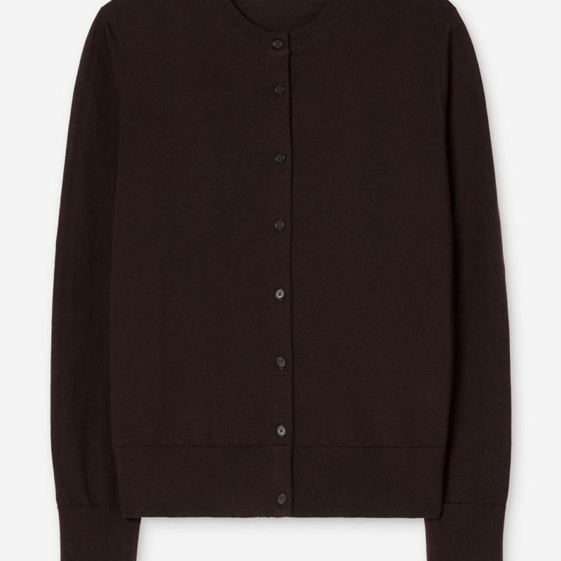 FILIPPA K MERINO SHORT CARDIGAN DARK CHOCOLATE
