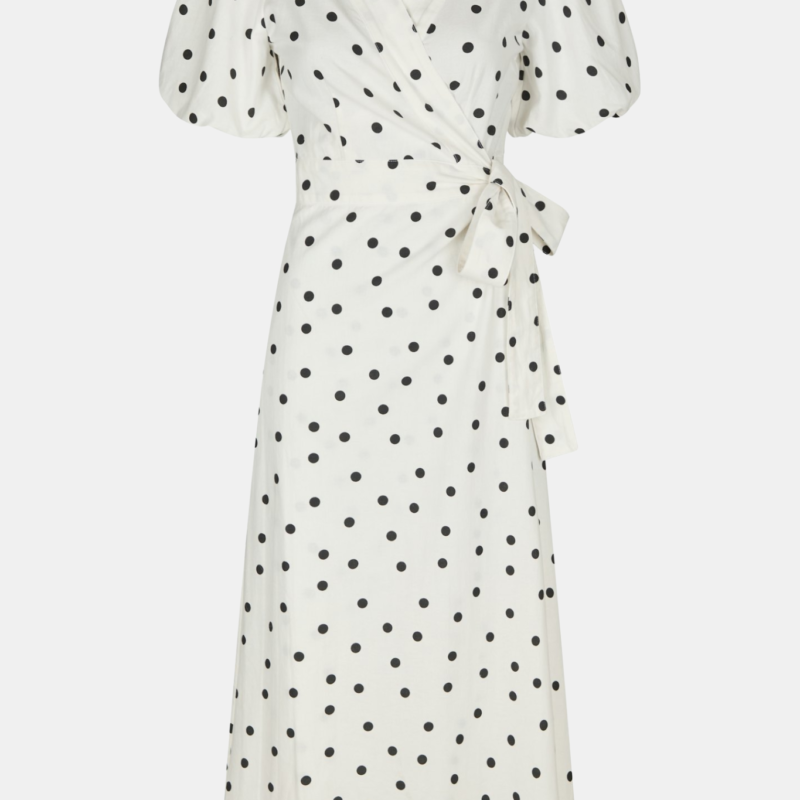 NEO NOIR CLARINE LINEN DOT DRESS WHITE