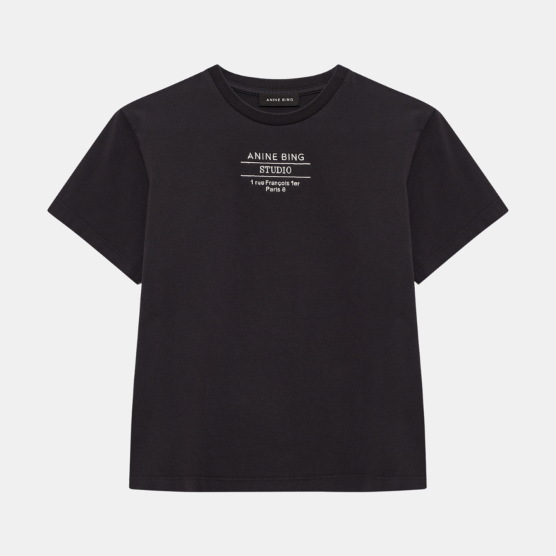 ANINE BING SHELLEY TEE STUDIO VINTAGE BLACK