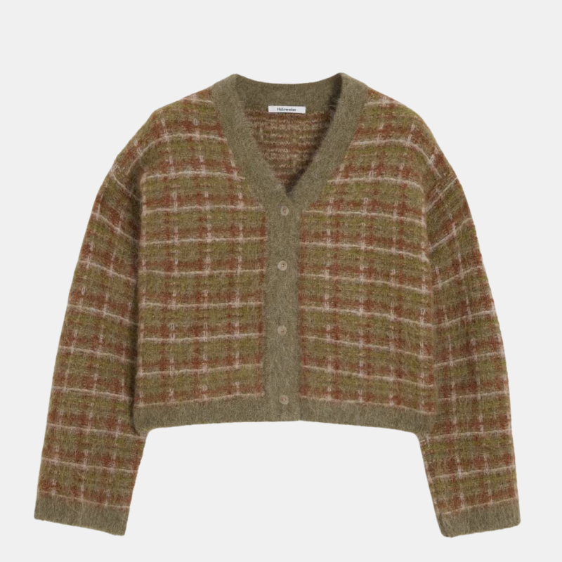 HOLZWEILER KATE CHECK CARDIGAN GREEN MIX