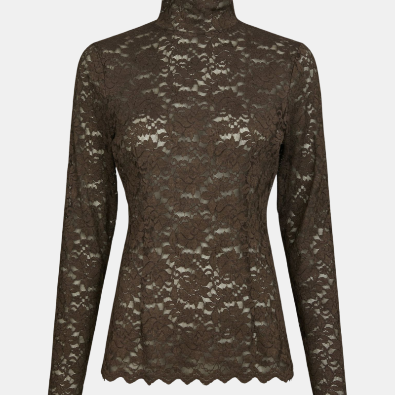 LIZA LACEFLOWER BLOUSE IN CHOCOLATE BROWN