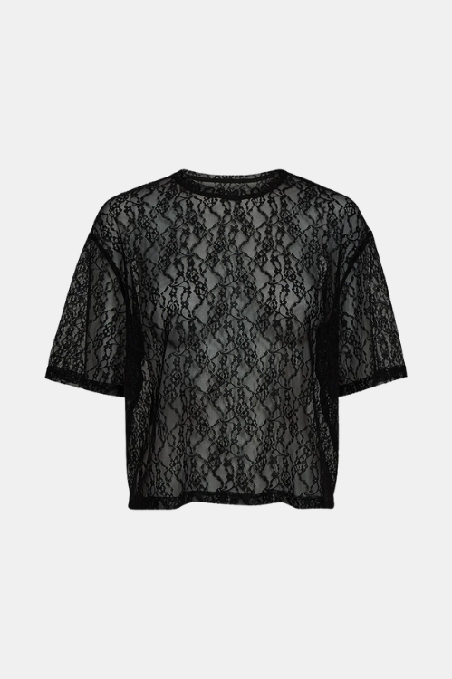 IVY-LARA LACE TEE IN BLACK