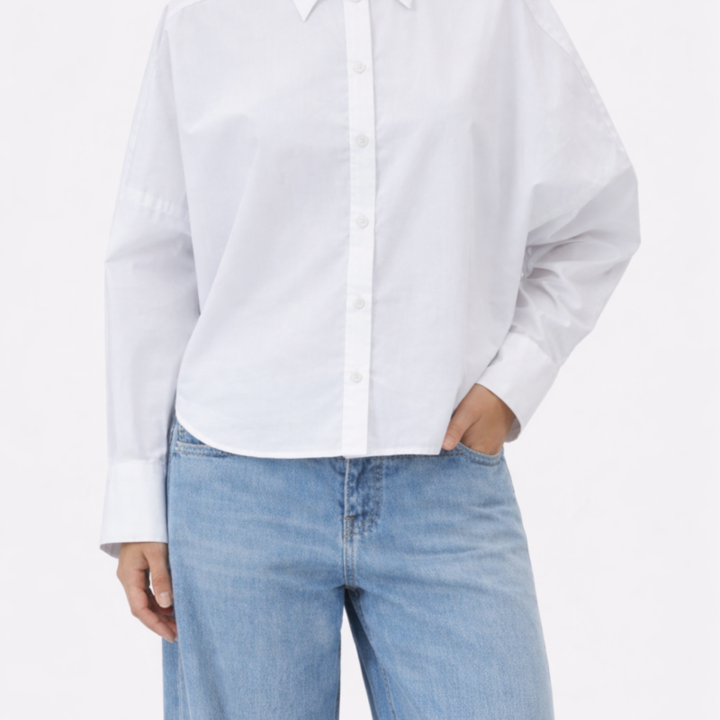 CLOSED GATHERED SHIRT WHITE