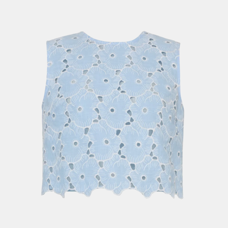 BY TIMO BRODERIE ANGLAISE TOP LIGHT BLUE