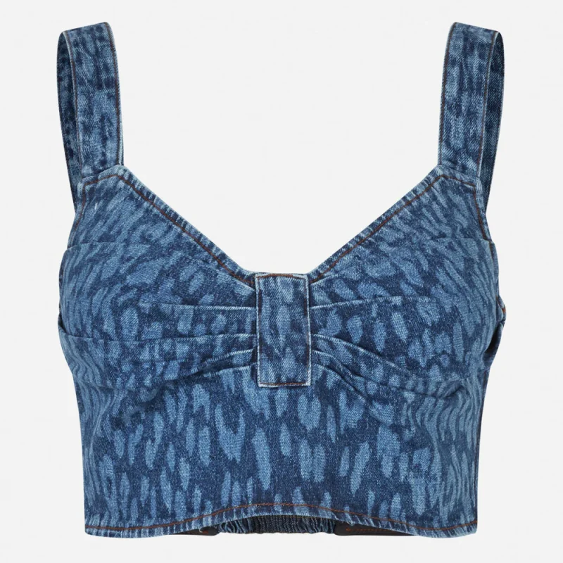 MEKIRA TOP IN LEOPARD VINTAGE BLUE