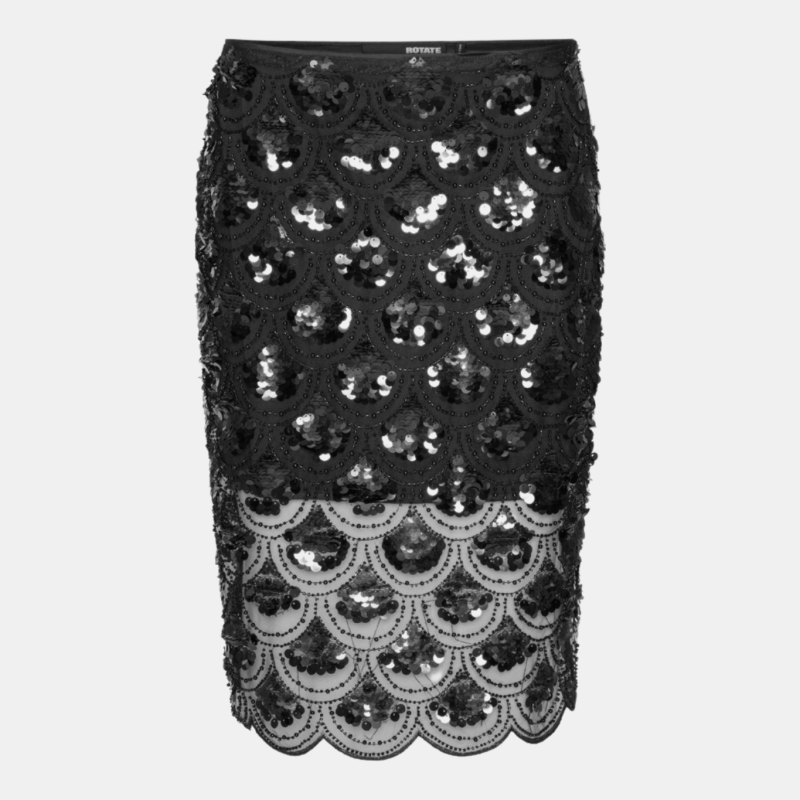 SEQUINS PENCIL SKIRT IN BLACK