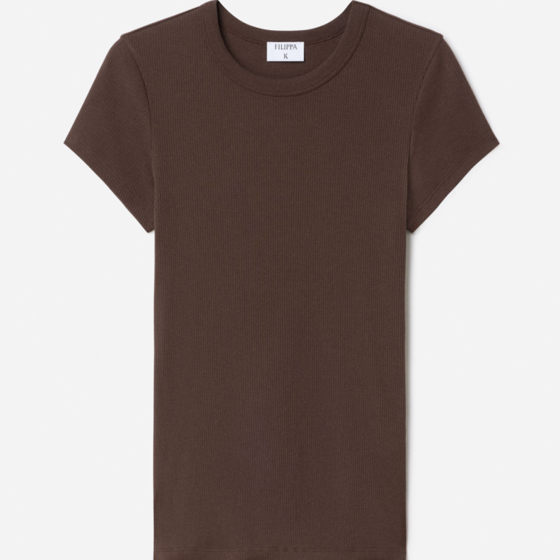 FILIPPA K FINE RIB TEE DARK CHOCOLATE