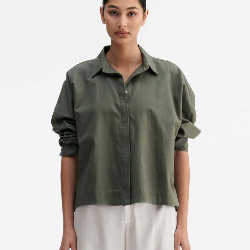 AHLVAR GALLERY GIGI OXFORD SHIRT OLIVE GREEN