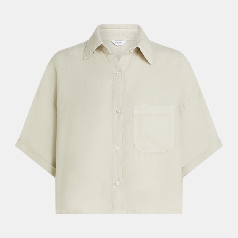 PENN & INK SHORT LINEN SHIRT JUTE