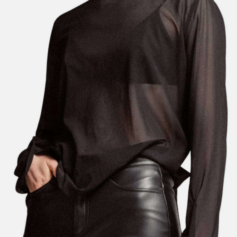AHLVAR GALLERY RIKA SEE-THROUGH SILK BLOUSE BLACK