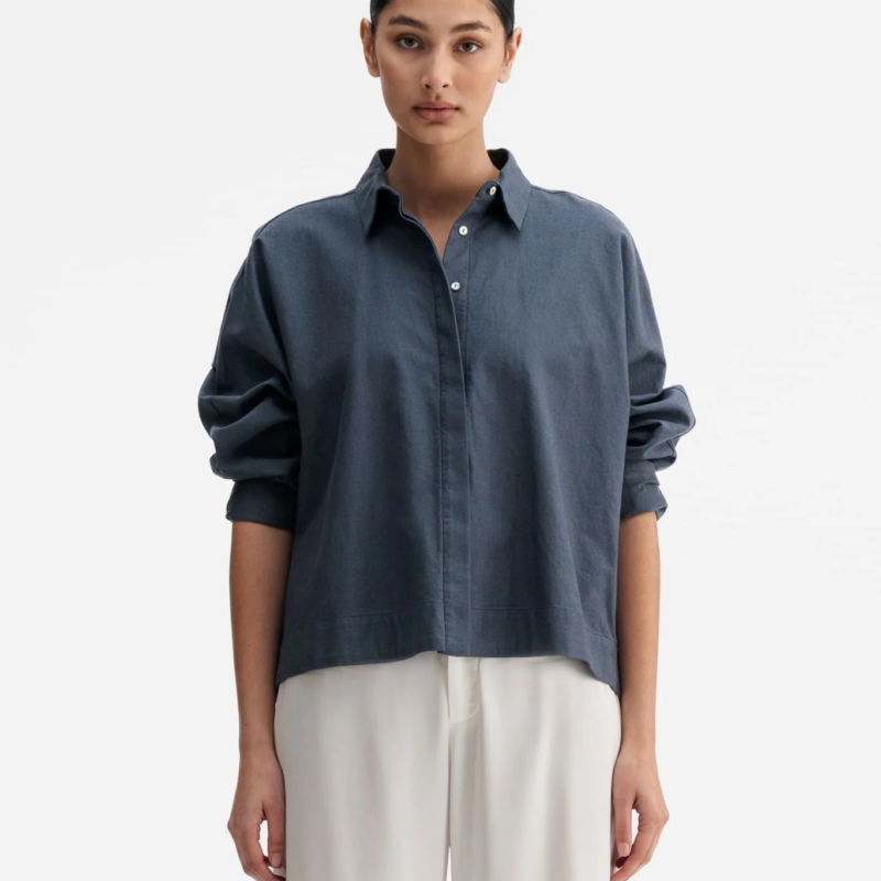AHLVAR GALLERY GIGI OXFORD SHIRT BLUE GREY