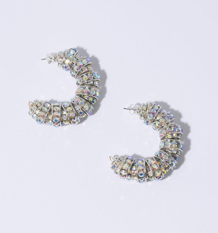 FAT DIAMOND HOOPS SILVER