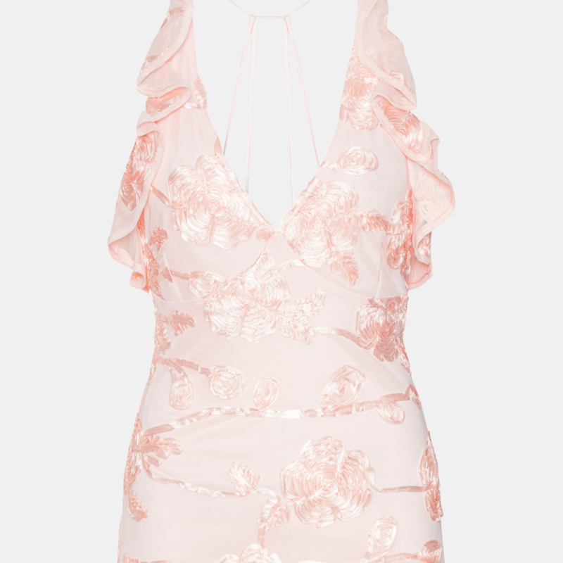 FLOWER MESH RUFFLE TOP IN BLUSH