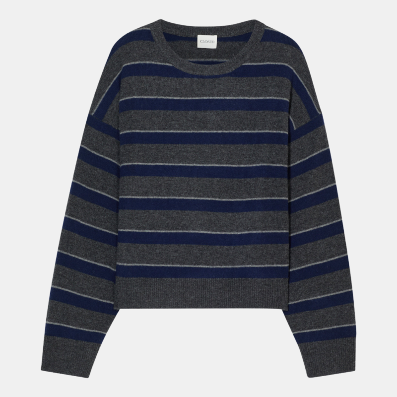 CLOSED CREW NECK STRIPED DARK GREY MELANGE