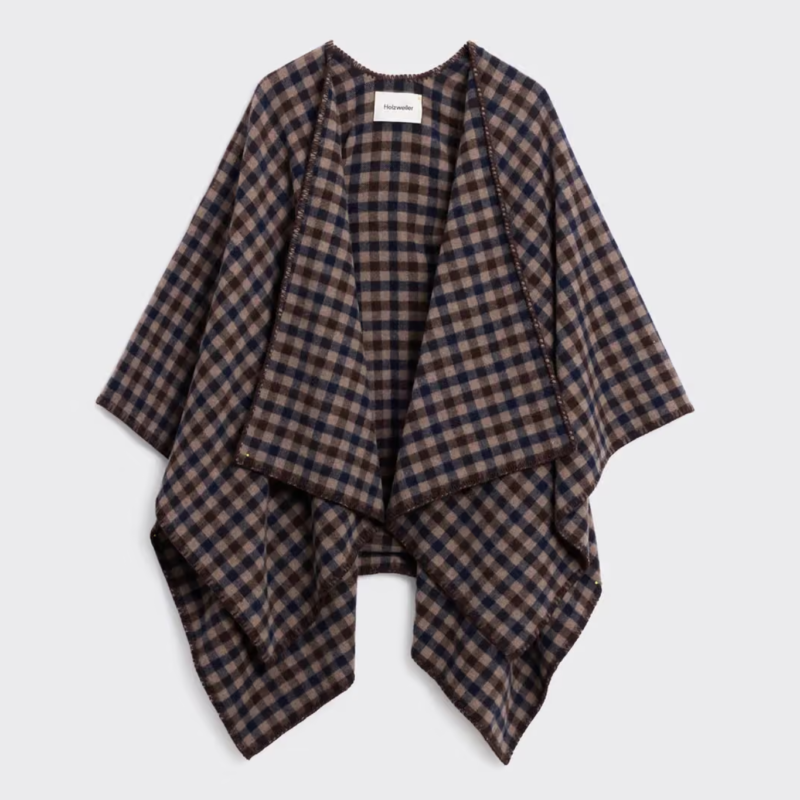 HOLZWEILER TABLEAU PONCHO BROWN CHECK