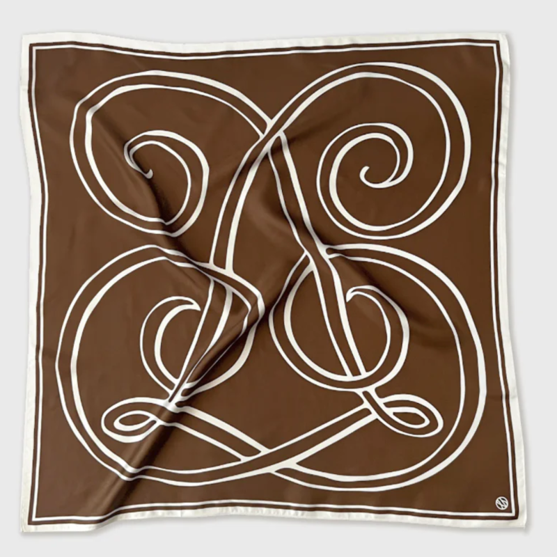 LE SCARF MONOGRAM SCARF / MILK CHOCOLATE / 80X80